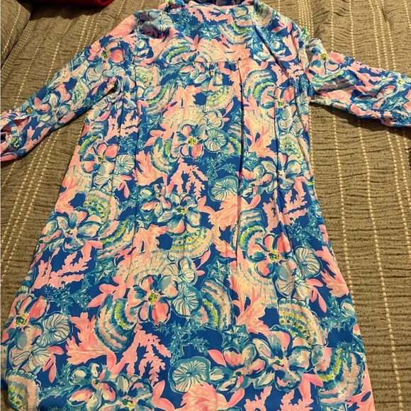 Lilly Pulitzer Blue and Pink Floral Swim Coverup - Picture 3 of 4